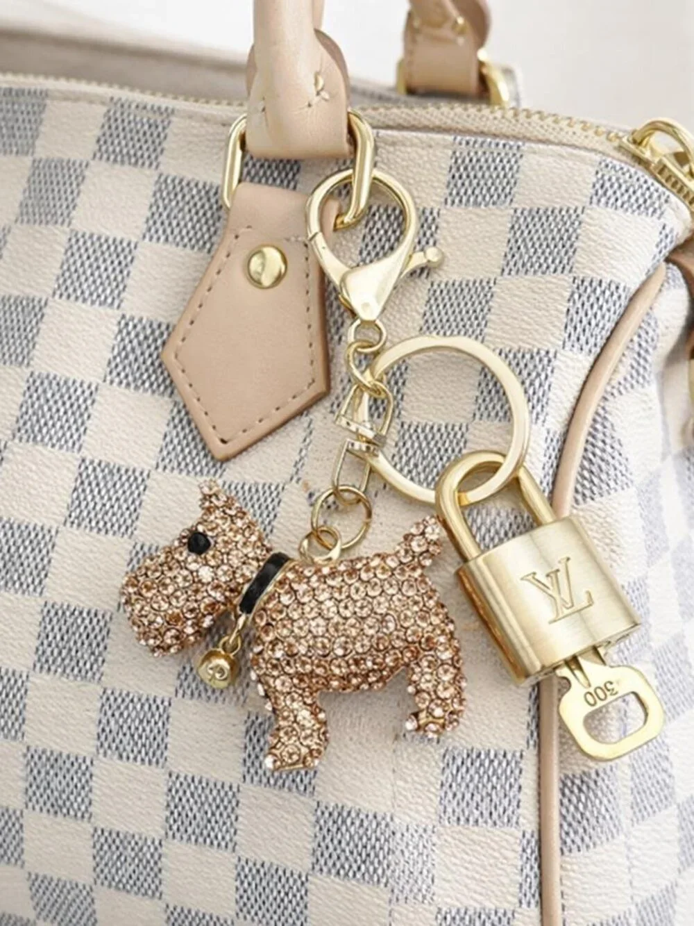 Louis Vuitton Authentic Gold Lock & Key 🔑 Bag Charm + Unbranded Dog Keychain